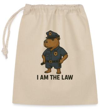 Kapybara Police - Sac cadeau en coton avec cordon (25 x 30 cm) - nature - Devant