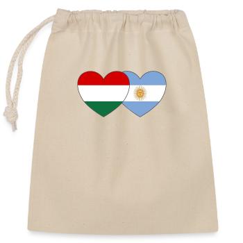 Ungarn Argentinien Flagge Herz - Verschließbarer Geschenkbeutel aus Baumwolle (25x30cm) - Natur - Vorne