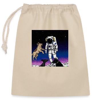 Dogs and Astronaut - Verschließbarer Geschenkbeutel aus Baumwolle (25x30cm) - Natur - Vorne