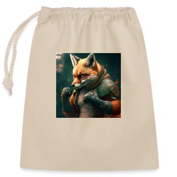 Fuchs Kämpfer - Verschließbarer Geschenkbeutel aus Baumwolle (25x30cm) - Natur - Vorne