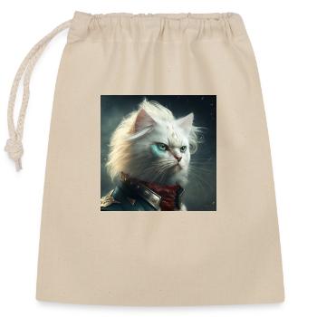 White Cat - Closable cotton gift bag (25x30cm) - nature - Front