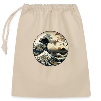 No 4 : T-shirt Wave Kanagawa Ukyio_e Style Japan - Sac cadeau en coton avec cordon (25 x 30 cm) - nature - Devant