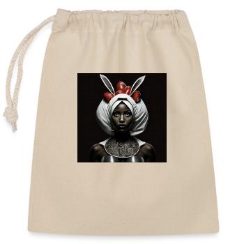 femmes noires LAPIN BLANC CACHE OEUFS DE PAQUES - Sac cadeau en coton avec cordon (25 x 30 cm) - nature - Devant