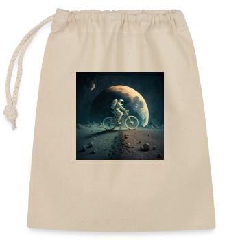 Biker on the moon - Verschließbarer Geschenkbeutel aus Baumwolle (25x30cm) - Natur - Vorne