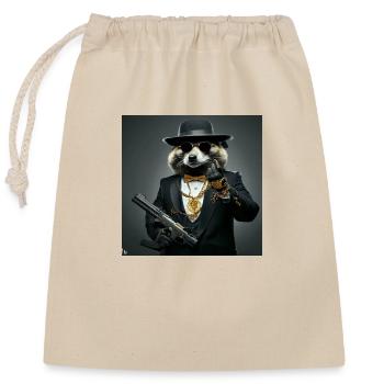 Gangster Raccoon - Closable cotton gift bag (25x30cm) - nature - Front