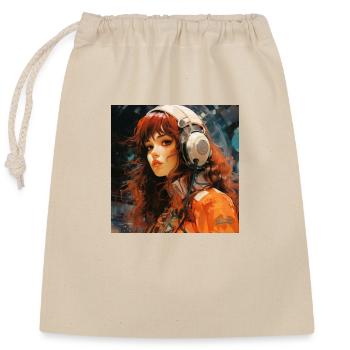 1970s SciFi Anime Girl - Closable cotton gift bag (25x30cm) - nature - Front