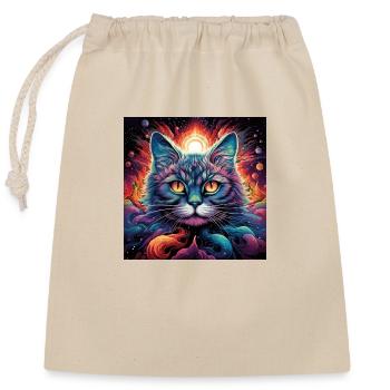 Trippy LSD Cat - Closable cotton gift bag (25x30cm) - nature - Front