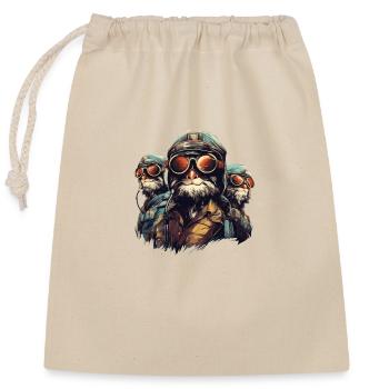 Aviator Cats - Closable cotton gift bag (25x30cm) - nature - Front