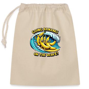 Aller bananes sur la vague - Sac cadeau en coton avec cordon (25 x 30 cm) - nature - Devant