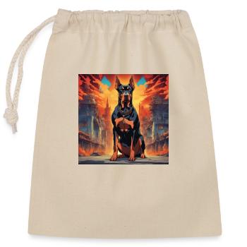 Doberman from Hell - Closable cotton gift bag (25x30cm) - nature - Front
