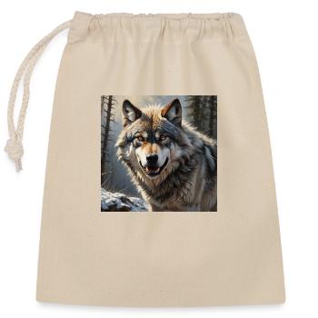 Wolf - Verschließbarer Geschenkbeutel aus Baumwolle (25x30cm) - Natur - Vorne
