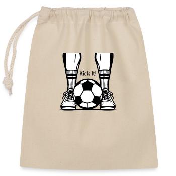 Kick it! - Football/Soccer Design - Closable cotton gift bag (25x30cm) - nature - Front