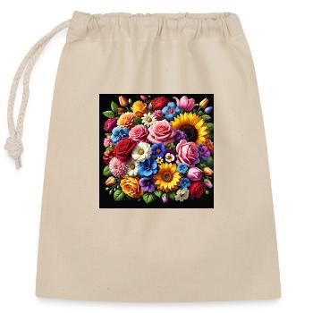Colourful flowers - Closable cotton gift bag (25x30cm) - nature - Front