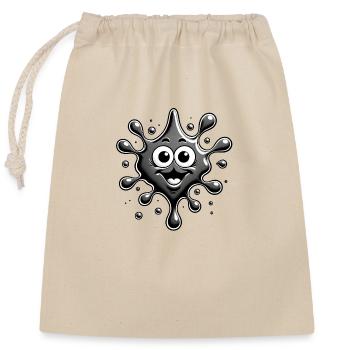 Ink stain with face - Closable cotton gift bag (25x30cm) - nature - Front