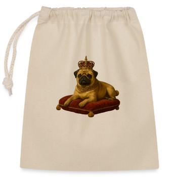 Mops der König - Verschließbarer Geschenkbeutel aus Baumwolle (25x30cm) - Natur - Vorne