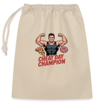 Chat Day Champion Fitness - Closable cotton gift bag (25x30cm) - nature - Front