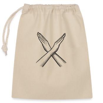 Mains croisées – Déclaration en lignes - Sac cadeau en coton avec cordon (25 x 30 cm) - nature - Devant