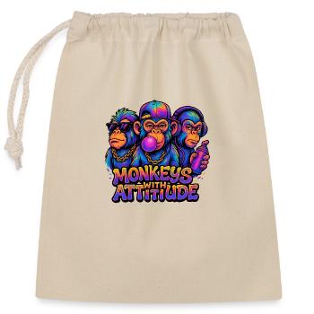 Monkeys with Attitude - Closable cotton gift bag (25x30cm) - nature - Front
