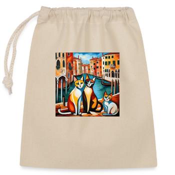 Cats of Venice - Sac cadeau en coton avec cordon (25 x 30 cm) - nature - Devant