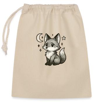Petit renard la nuit - Sac cadeau en coton avec cordon (25 x 30 cm) - nature - Devant