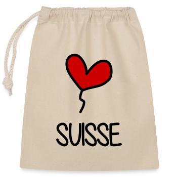 SWITZERLAND. HUMOR. COUNTRY. FLAG. GENEVA. LAUSANNE - Closable cotton gift bag (25x30cm) - nature - Front