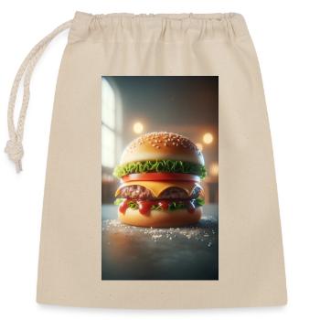 Hamburger - Closable cotton gift bag (25x30cm) - nature - Front