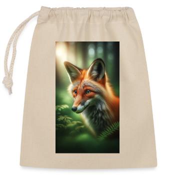 Fox - Closable cotton gift bag (25x30cm) - nature - Front
