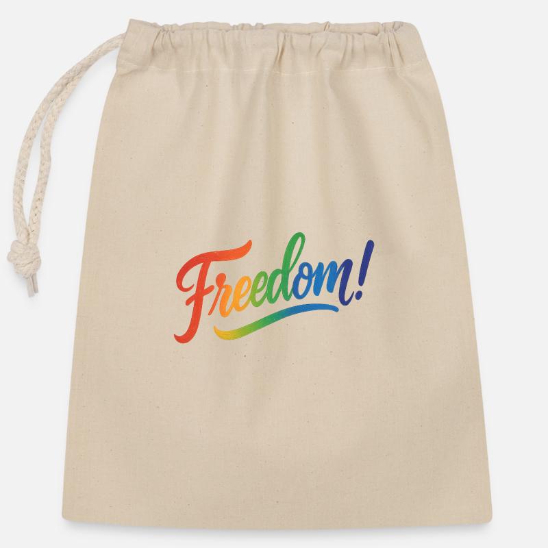 Liberté - Sac cadeau en coton avec cordon (25 x 30 cm) - nature