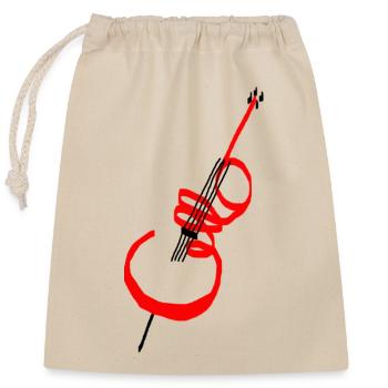 Lettrage violoncelle rouge - Sac cadeau en coton avec cordon (25 x 30 cm) - nature - Devant