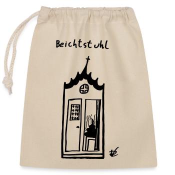 Beichtstuhl - Verschließbarer Geschenkbeutel aus Baumwolle (25x30cm) - Natur - Vorne