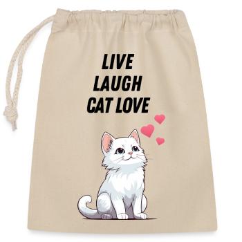 Cat Love Katzenliebe - Verschließbarer Geschenkbeutel aus Baumwolle (25x30cm) - Natur - Vorne