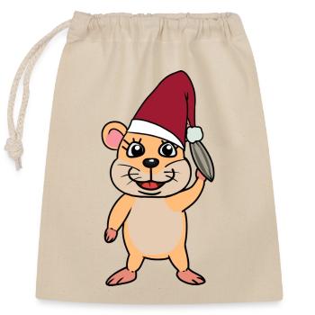 Nager Hamster Nagetiere Kind Nikolaus - Verschließbarer Geschenkbeutel aus Baumwolle (25x30cm) - Natur - Vorne