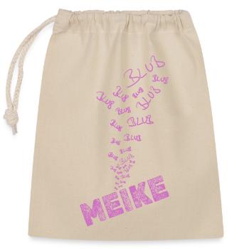 Geschenk für Meike - Verschließbarer Geschenkbeutel aus Baumwolle (25x30cm) - Natur - Vorne