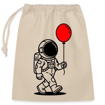 Astronaute avec ballon - Sac cadeau en coton avec cordon (25 x 30 cm) - nature - Devant