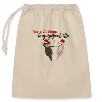 Loutre de Noël mignonne / Loutre de Motif de Noël - Sac cadeau en coton avec cordon (25 x 30 cm) - nature - Devant
