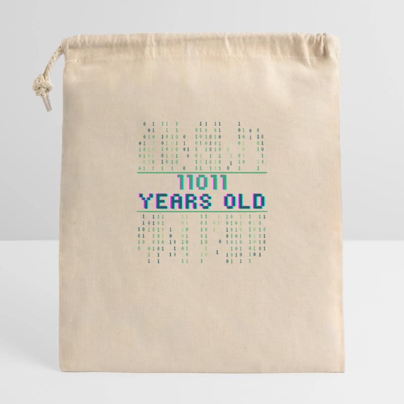 27th Birthday 27 years old Binary Code Coder Closable cotton gift bag (25x30cm)