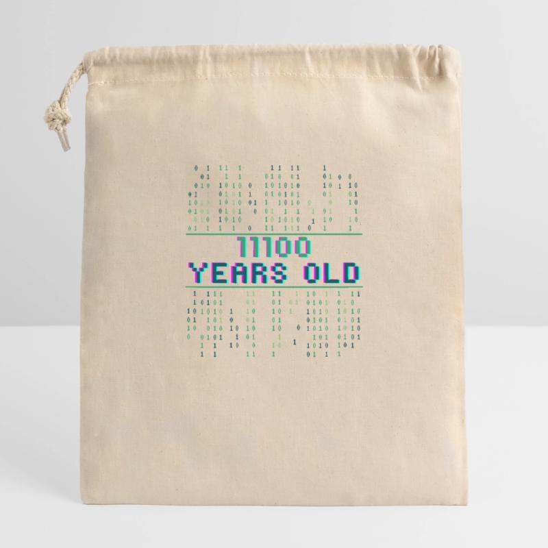 28th Birthday 28 years old Binary Code Coder Closable cotton gift bag (25x30cm)