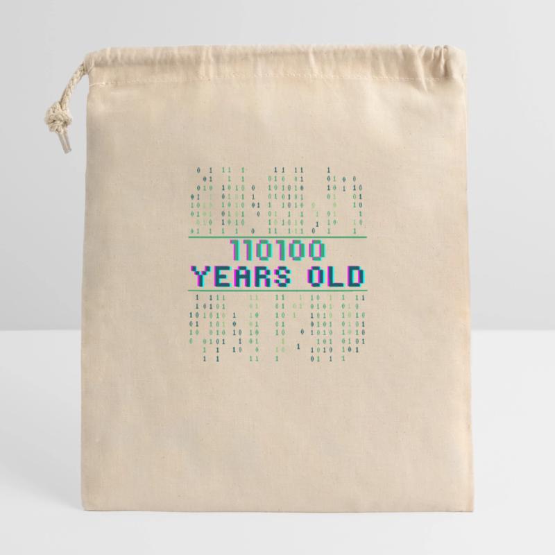52nd Birthday 52 years old Binary Code Computer Science Closable cotton gift bag (25x30cm)