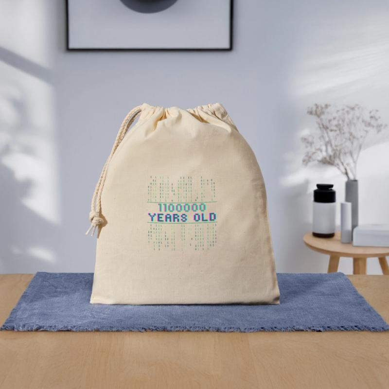 96th Birthday 96 years old Binary Code Computer Science Closable cotton gift bag (25x30cm)