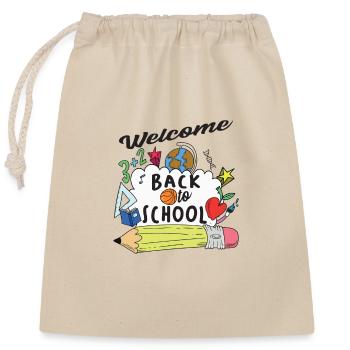 Back to school - Closable cotton gift bag (25x30cm) - nature - Front