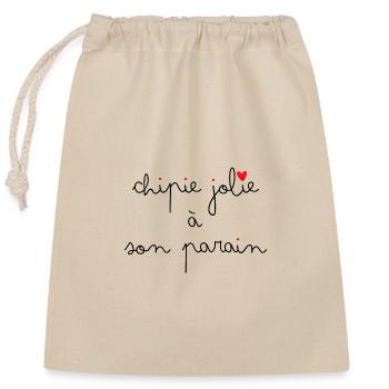 Chipie jolie à son parrain ❤️ - Sac cadeau en coton avec cordon (25 x 30 cm) - nature - Devant