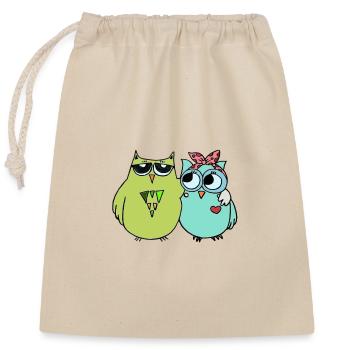 Amitié colorée avec les chouettes - Sac cadeau en coton avec cordon (25 x 30 cm) - nature - Devant