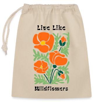 Vivre comme des fleurs sauvages Motif de pavots - Sac cadeau en coton avec cordon (25 x 30 cm) - nature - Devant