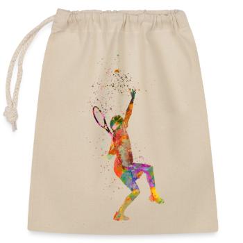 Joueur de tennis - Sac cadeau en coton avec cordon (25 x 30 cm) - nature - Devant