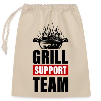 Grill Support Team Grillen - Verschließbarer Geschenkbeutel aus Baumwolle (25x30cm) - Natur - Vorne