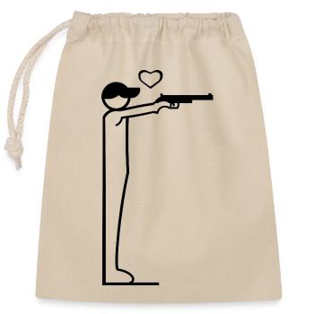 Design minimaliste de tireur au pistolet - Sac cadeau en coton avec cordon (25 x 30 cm) - nature - Devant