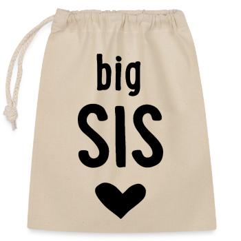 big sis - Closable cotton gift bag (25x30cm) - nature - Front