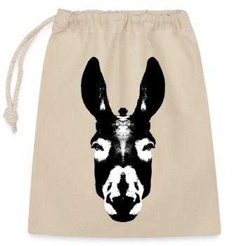Donkey / Head - Closable cotton gift bag (25x30cm) - nature - Front