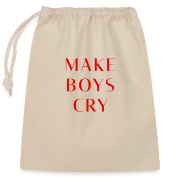 Make boys cry - Closable cotton gift bag (25x30cm) - nature - Front