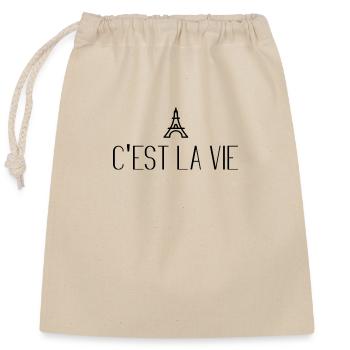 C'est la vie - Closable cotton gift bag (25x30cm) - nature - Front